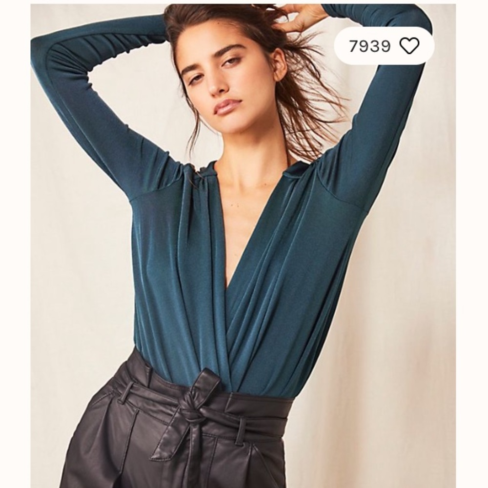 Free People Turnt teal body suit medium NWT